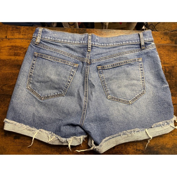LOFT Denim Shorts Women 8 29 Blue Excellent Raw Hem Distressed Mid Rise 603849 - Picture 2 of 8